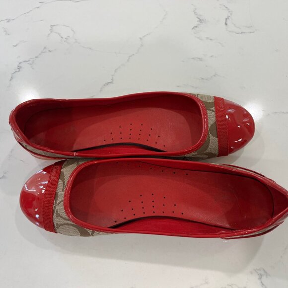 Coach Red with Logo Ballet flats 9 B - Picture 3 of 10